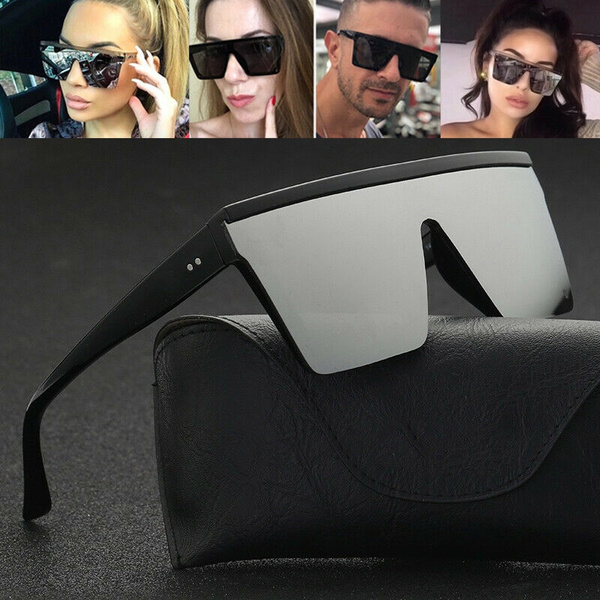 Womens Oversized Sunglasses Square Flat Top Large Fashion Black Shades Big  UV400 | eBay