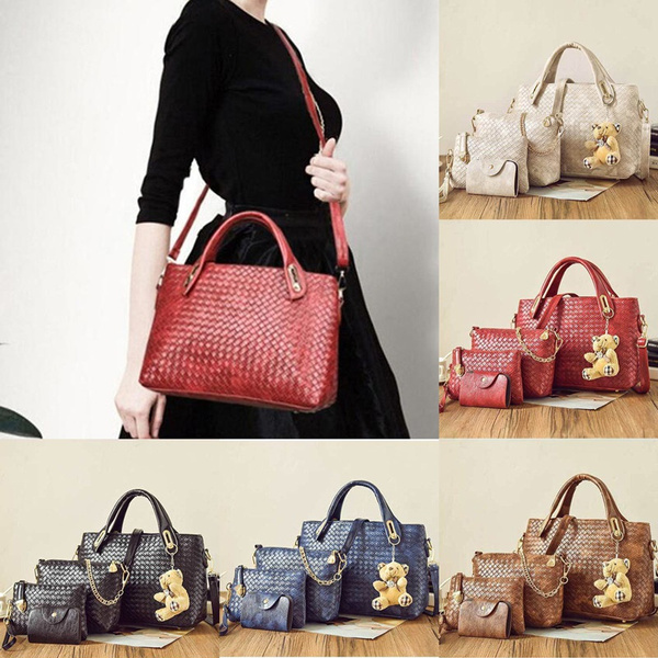 Fashion 4pcs Ladies Handbags Women Shoulder Tote Bags Set PU