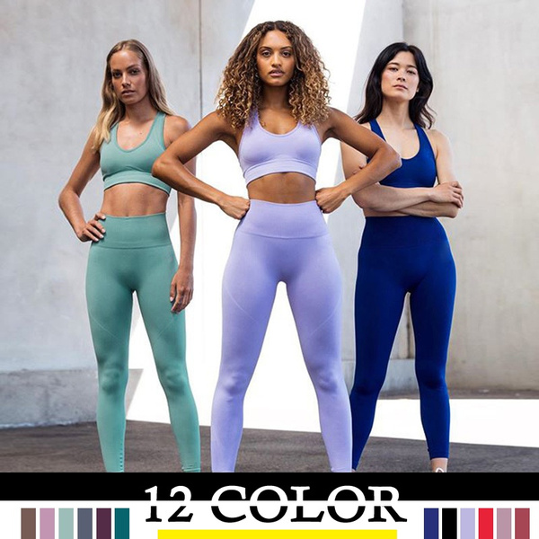 2 Piece Seamless Gym Set Nylon Woman Sportswear Exercise Leggings