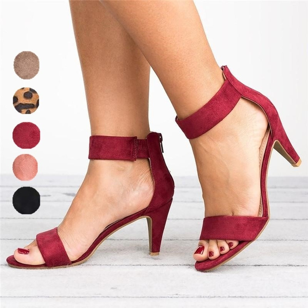 6 Colors Fashion Women's High Heel Sandals Open Toe Shoes Ankle Strap  Stiletto Heel Sandals Plus Size | Wish