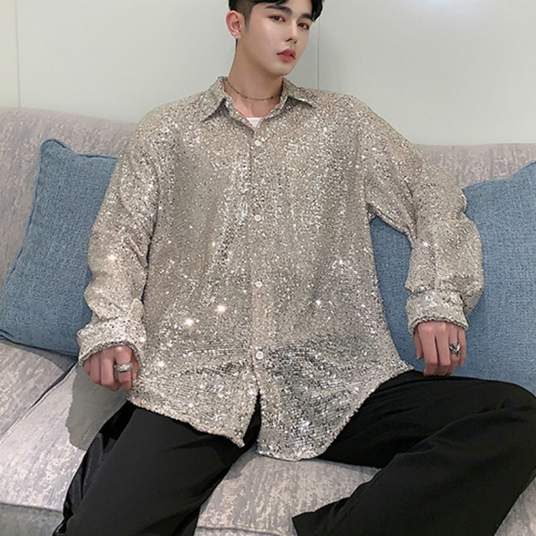 mens glitter dress shirt