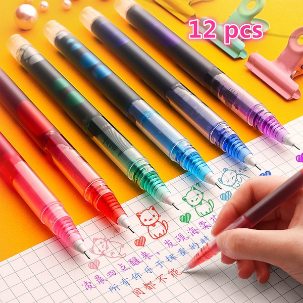 Chinco SK245Q7 12 Pieces Rolling Ball Pens, Quick-Drying Ink 0.5 mm Extra  Fine Point Pens Liquid Ink Pen Rollerball Pens (Black)