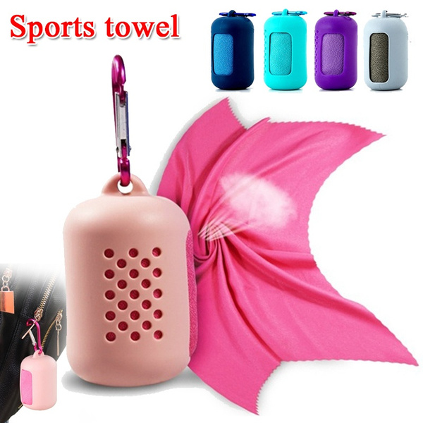 Portable Outdoor Hiking Camping Quick Dry Towel with Silicon Case Travel Towel 