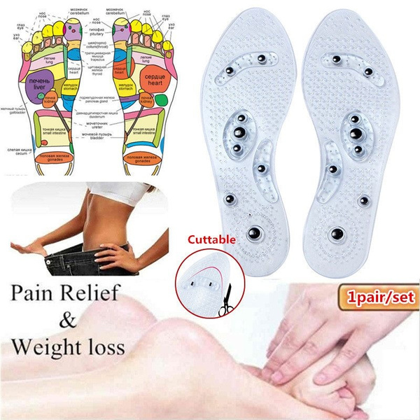 Foot Cushion Acupressure Slimming Insole Magnetic Massage Shoes Insert Pad New 