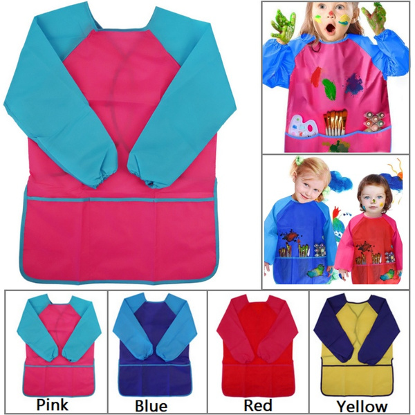 1Pcs Kids Art Apron Child Art Smocks Children Waterproof Artist Painting  Aprons Long Sleeve with 3 Pockets for Art Craft Cooking and Lab Activity