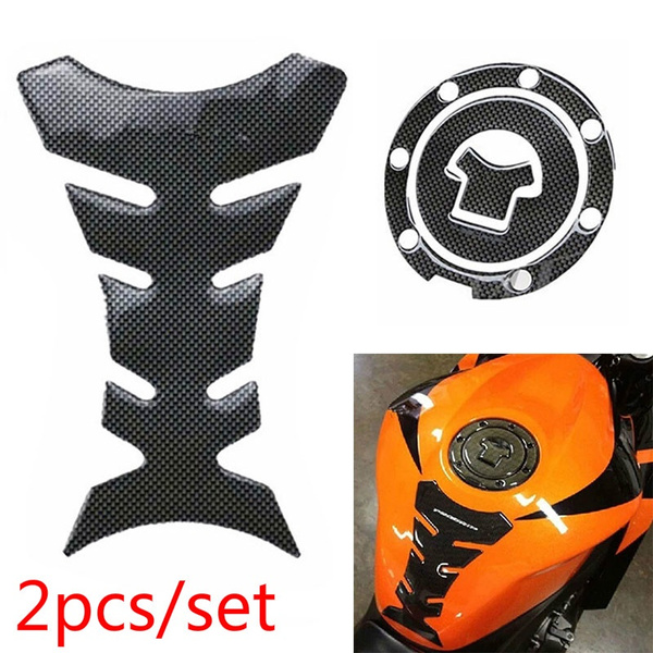 2pcsset Motorcycle Carbon Fiber Fuel Tank Pad Decal Protector Stickers Carbon Fiber Fuel Gas 7634