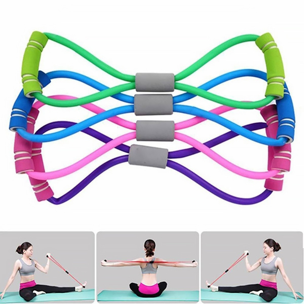 Resistance Bands Tube Exercise Elastic Band Fitness Equipment Yoga Loop Bands~ 