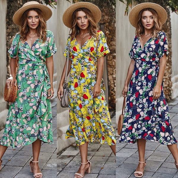 New Fashion Vintage Summer Dress For Women Plus Size Dresses Print