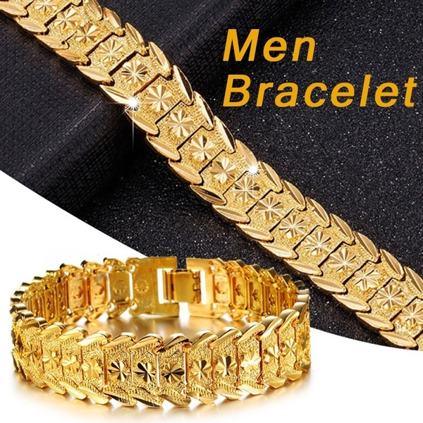 High-Polish Barrel Chain Bracelet 24K Yellow Gold 8