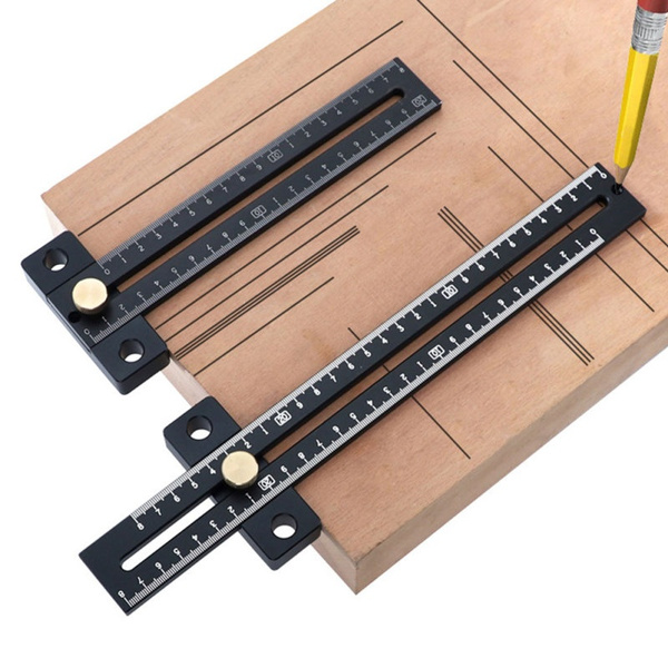T-Type Scriber Gauge,Aluminum Alloy Measuring Tool,T‑Type Ruler Hole Scriber Line Scribing Woodworking Carpenter Crossed‑Out Tool T160 For Woodworking Projects 