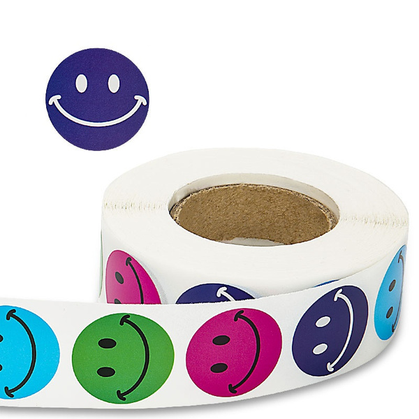 Smiley Face Stickers 500X for Kids Reward Gift Roll Labels Happy Seal Decal H098