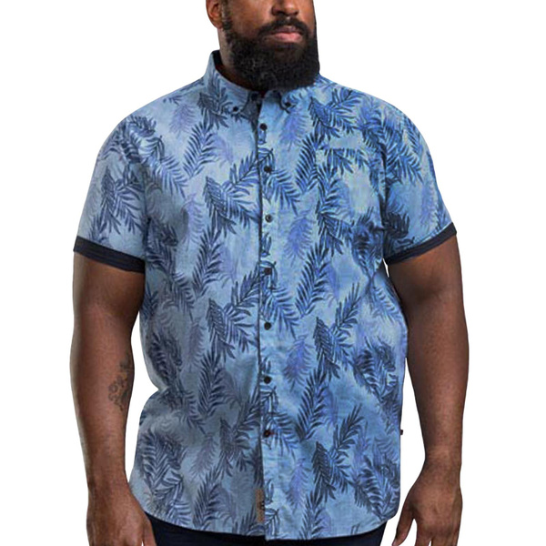 Duke D555 Mens Santana Big Tall Hawaiian Print Collared Shirt Top - Sky ...