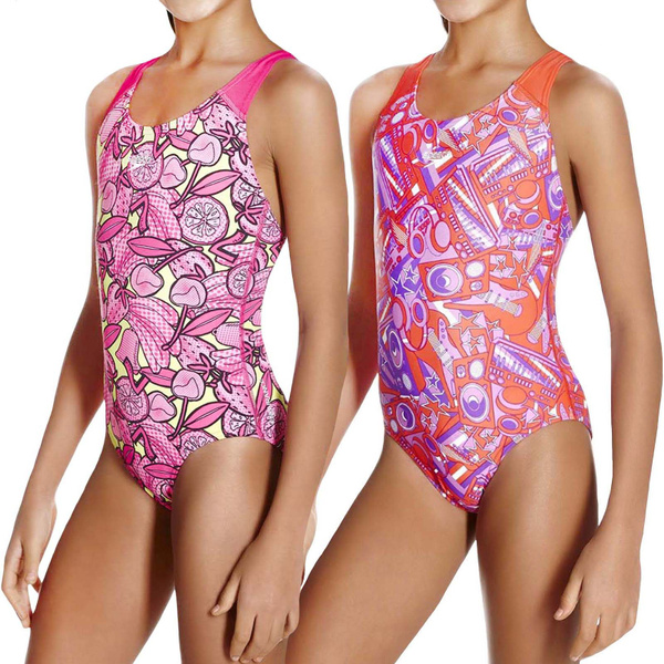 Wanten korting Manieren Speedo Girls Kids Comet Crush Allover Splashback Swimming Costume Swim Suit  | Wish