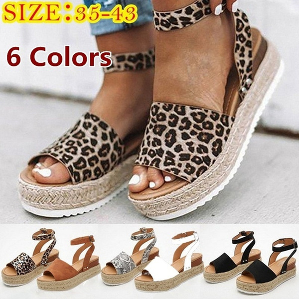 Wedge Sandals for Women,Womens Casual Espadrilles Trim Rubber Sole Flatform Studded Wedge Buckle Ankle Strap Open Toe Sandals