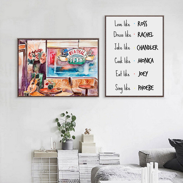 Friends Tv Show Wall Art Poster Watercolor Canvas Picture Sitcom Central Perk Couch Print Painting Quotes Home Decor No Frame Wish - Ross Home Decor Wall Art