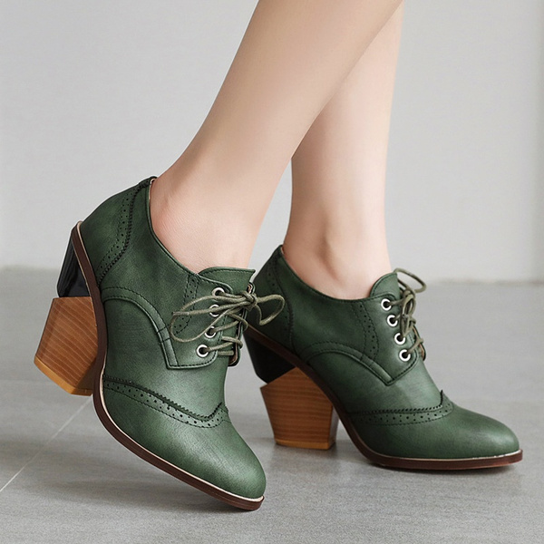 women's lace up heeled brogues