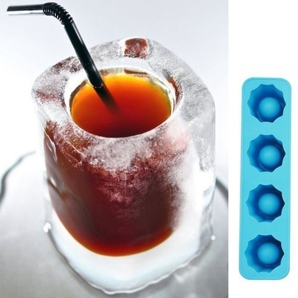 4 Grids Ice Cup Cube Tray Mold Makes Shot Glasses Ice Mould Novelty Gifts  Ice Cube Tray Summer Drinking Tool Ice Shot Glass Mold