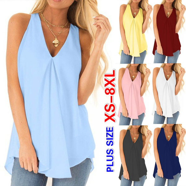 Plus Size XS-6XL Fashion Clothes Summer Women Casual Tops Loose V-neck ...
