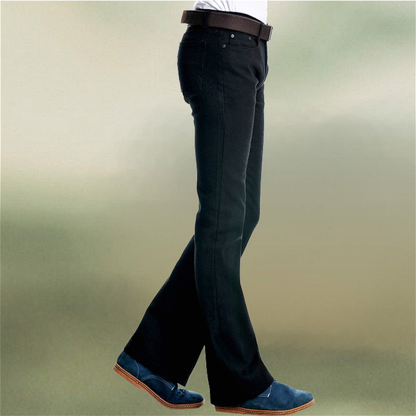 Men Bell Bottom Jeans Pants Retro 60s 70s Flared Denim Trousers