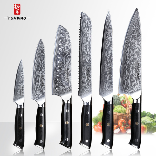 TURWHO 6 Pcs Kitchen Knives Sets High Carbon Japanese VG10