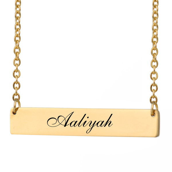 Aaliyah Bar Name Necklace Gold and 