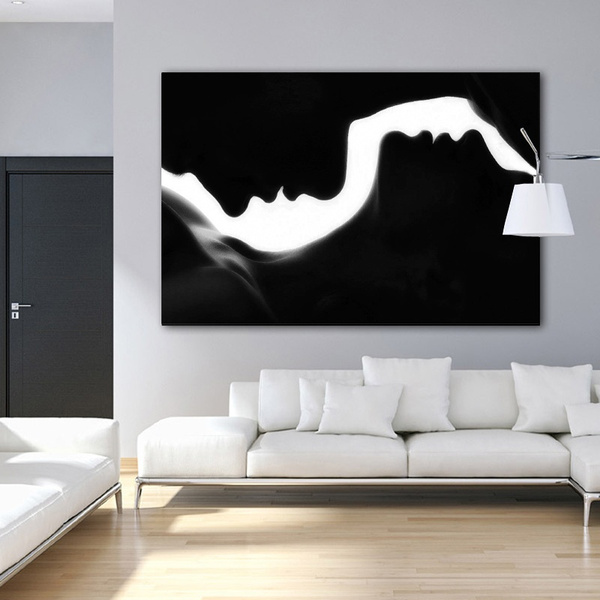 Kissing Lover Black And White Y Pictures Canvas Painting Abstract Wall Art Posters Prints For Living Room Modern Home Decoration Unframed Wish - Abstract Wall Art Home Decor Kissing Lover Black And White Y Pictures Canvas Painting Abstract Wall Art Posters Prints For Living Room Modern Home Decoration Unframed Wish - Abstract Wall Art Home Decor