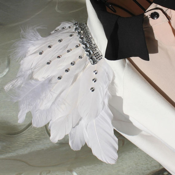 White Feather Epaulet - Shoulder Piece - Feather Epaulette