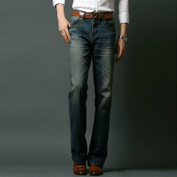 Men Bell Bottom Jeans Vintage Flared Denim Pants 60s 70s Retro Long  Trousers Slim Fit Fashion