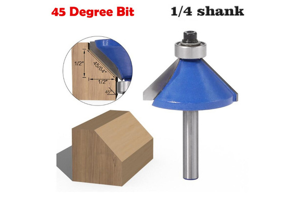 1/4" Shank 2X 45 Degree Chamfer &Bevel Edge Forming Router Bit Cutter Tool 