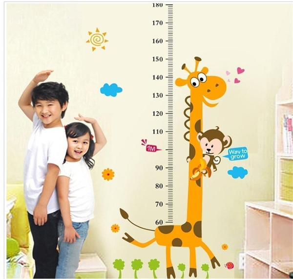 Kids Height Chart Wall Sticker Decor Cartoon Giraffe Ruler Stickers Home Room Decoration Art Wish - Giraffe Growth Chart Wall Decal