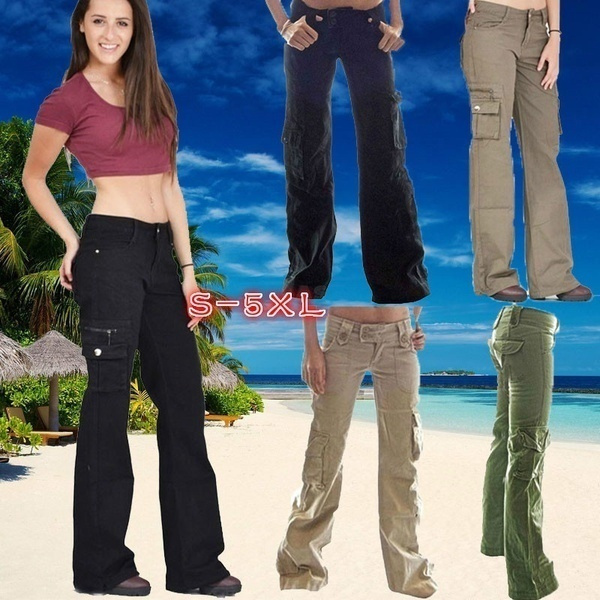 ladies denim cargo jeans