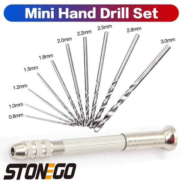 Aluminum Mini Micro Hand Drill Keyless Chuck W/ 10pcs Twist Drills Rotary Tool 