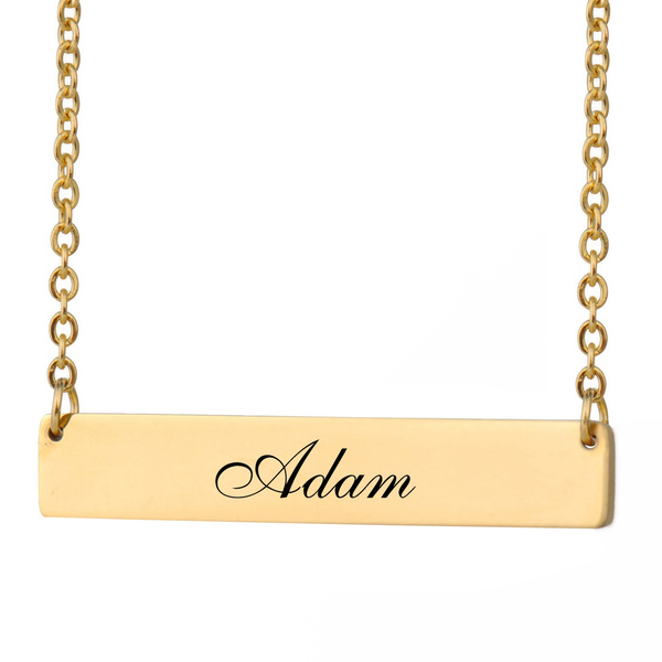 Adam Bar Name Necklace Gold and Silver 