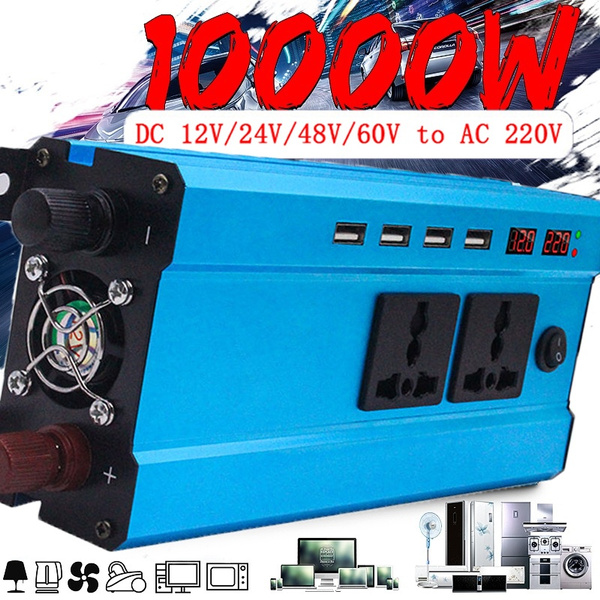 Solar Power Inverter 5000W LED 12V/24V DC to 110V/220V AC Sine Wave Converter 