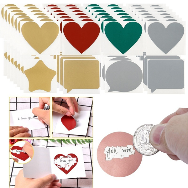 Fun Scratch Off Label Heart Shaped and Dialog Shaped Stickers DIY Cards ...