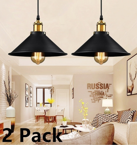 2 Pack Vintage Industrial Pendant Light Nordic Retro Ceiling Lights Iron Lampshade Loft Edison Hanging Lamp Metal Cage Dining Room Chandelier Wish 2 Pack Vintage Industrial Pendant Light, How To Pack A Large Chandelier