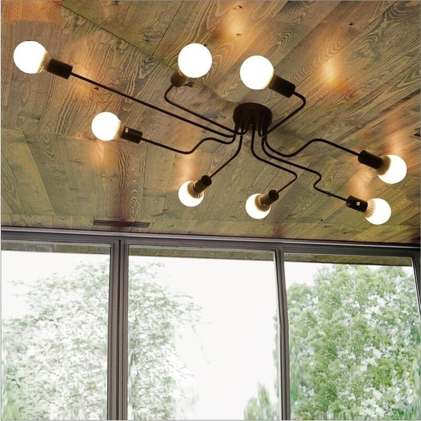 4 6 8 Heads White Black Modern Re Nordic Lamp Retro Chandelier Lighting Vintage Loft Diy Pendant Light E27 E26 Spider Ceiling Fixture Wish Modern Re Nordic Lamp Retro, Diy Retro Chandeliers