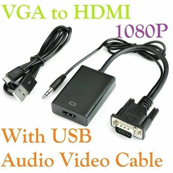 VGA / HDMI To HDMI + VGA Adapter Cable Audio Video Converter for Laptop PC  TV