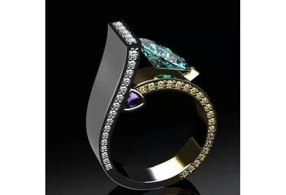 Qvwanle Fashion Unique Design Metal Geometric Square Zircon Female Ring Wedding Ring Jewelry Gift