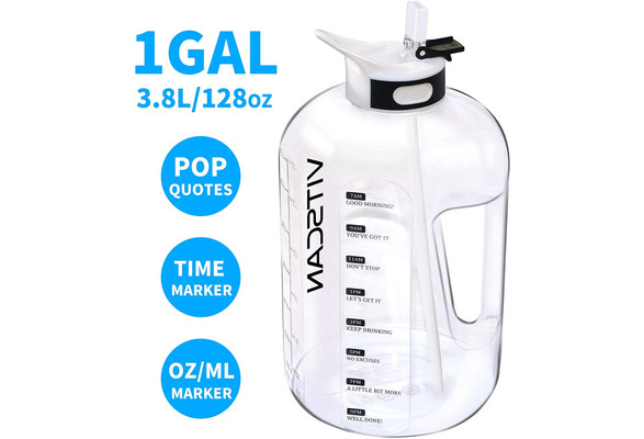 1 Gallon Water Bottles with Straw, 128 oz / 3.8L Water Bottle BPA