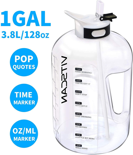 1 Gallon Water Bottles with Straw, 128 oz / 3.8L Water Bottle BPA