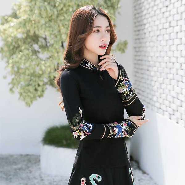 chinese collar shirt for ladies