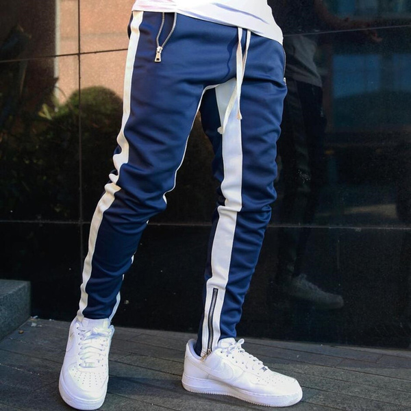 ZOXOZ Joggers Men Cuffed Cotton Tracksuit Bottoms Elasticated Hem Jogging with Zipped Pockets Trousers Sweatpants Gymnasium Pants 