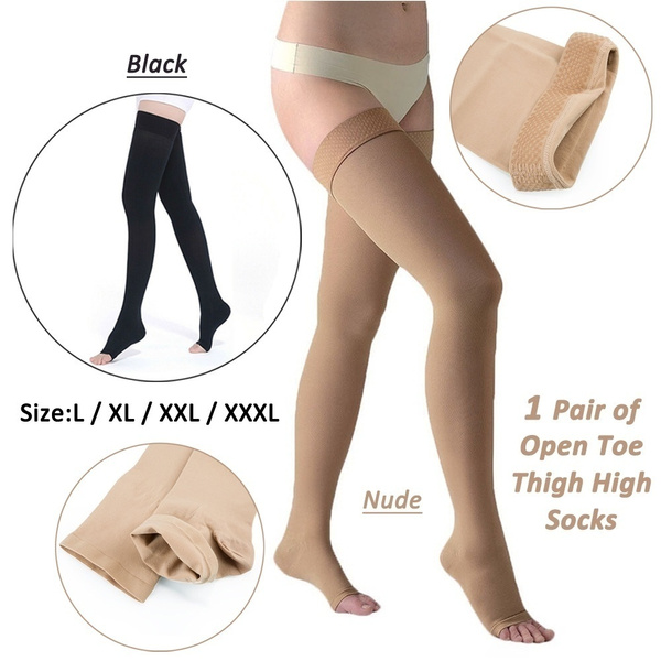 Medical Compression Stockings Support Varicose Veins Thigh High Open Toe  Unisex