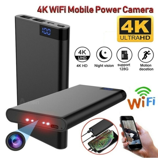 HD 4K WIFI spy hidden Camera 10000mAh Power Bank Night Vision DVR