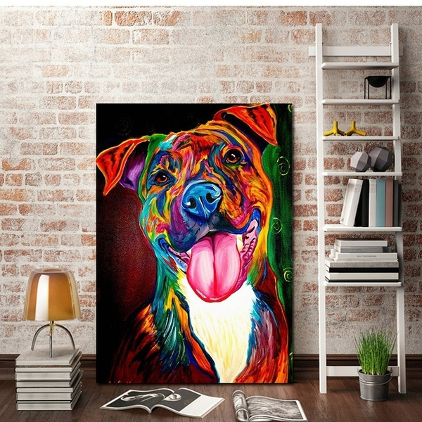 colorful dog wall art