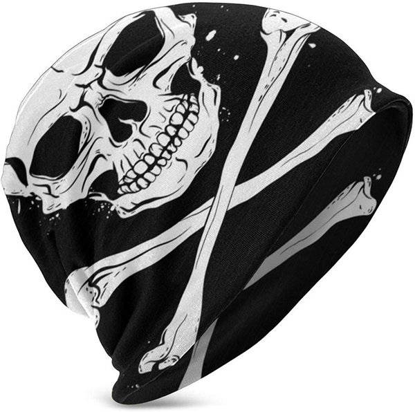 Skull and Crossbones Black Beanies Soft 