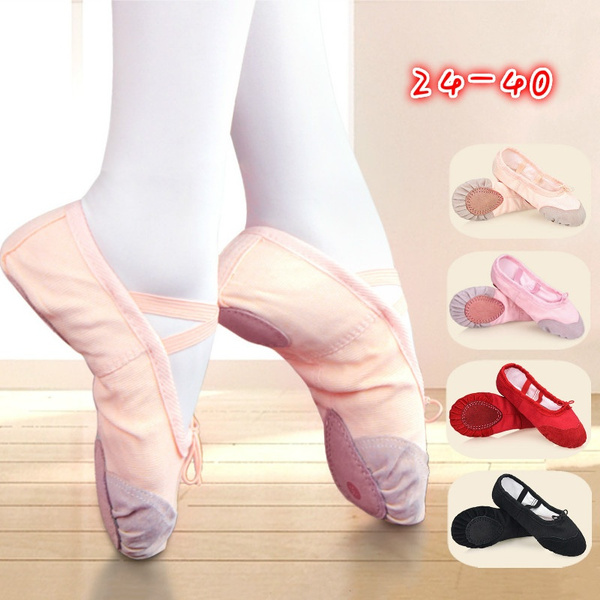 Child Girls Kids Gymnastics Ballet Dance Shoes Canvas Slippers Pointe Dance Wear 