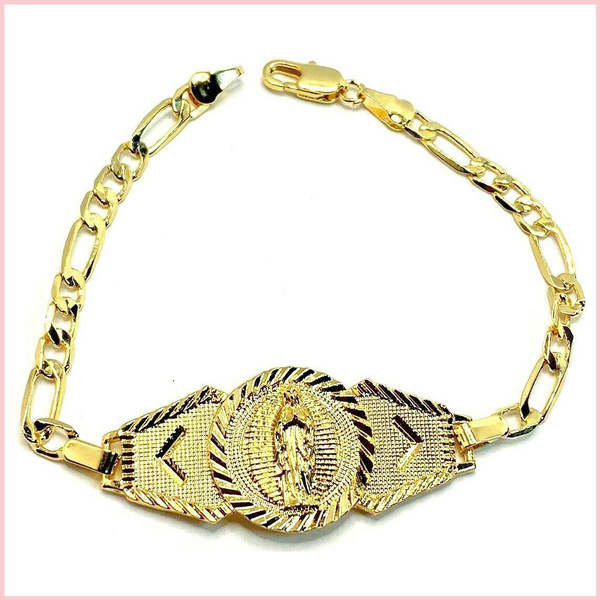 Gold Plated Virgin Mary Bracelet Virgen de Guadalupe Brazalete