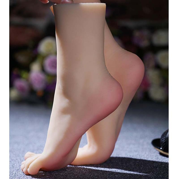 2x PVC Female Feet Foot Mannequin Shoes Socks Chain Rings Display Model 